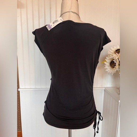 Worthington Sleeveless Black Ruffles Ruched Top - Picture 2 of 6
